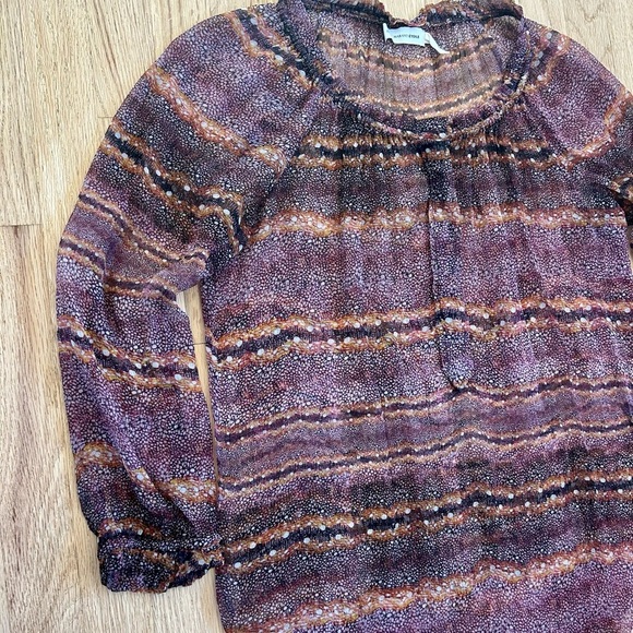 ISABEL MARANT ETOILE silk long sleeve abstract bohemian blouse sheer size 10 - Picture 6 of 12